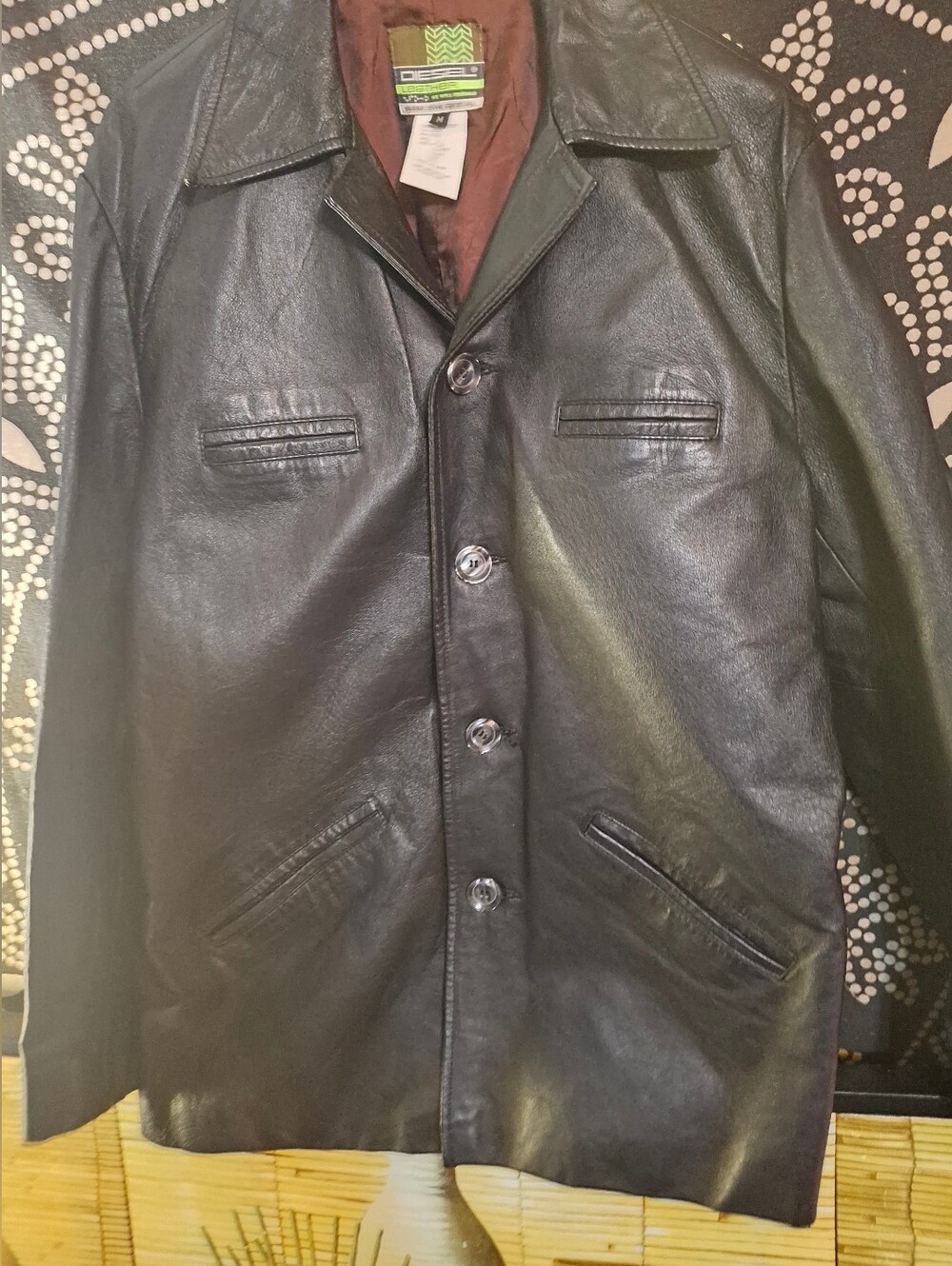 Classic Black Leather Men's Jacket - Brand DIESEL